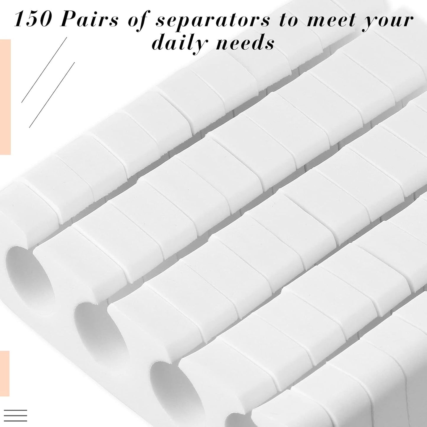 300 Pcs Toe Separators for Nail Polish Bulk Toe Separator Pedicure Correct Foot for Men Women Nail Polish Comfy Soft Pedicure Supplies(White)