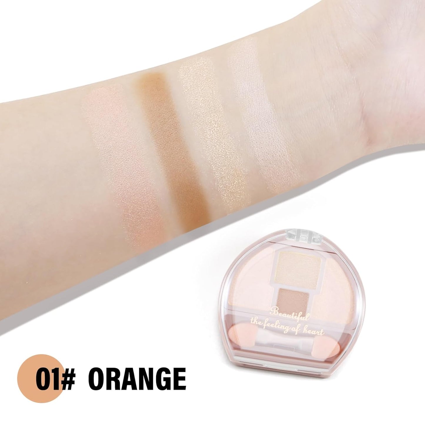 Boobeen 4-Color Makeup Palette, Highly Pigmented Glitter Eyeshadow Contour Palette with Smudger, Multi-purpose Face Makeup Palette for Eye/Face/Highlighter, Creates Shimmer Finishes, Long-lasting