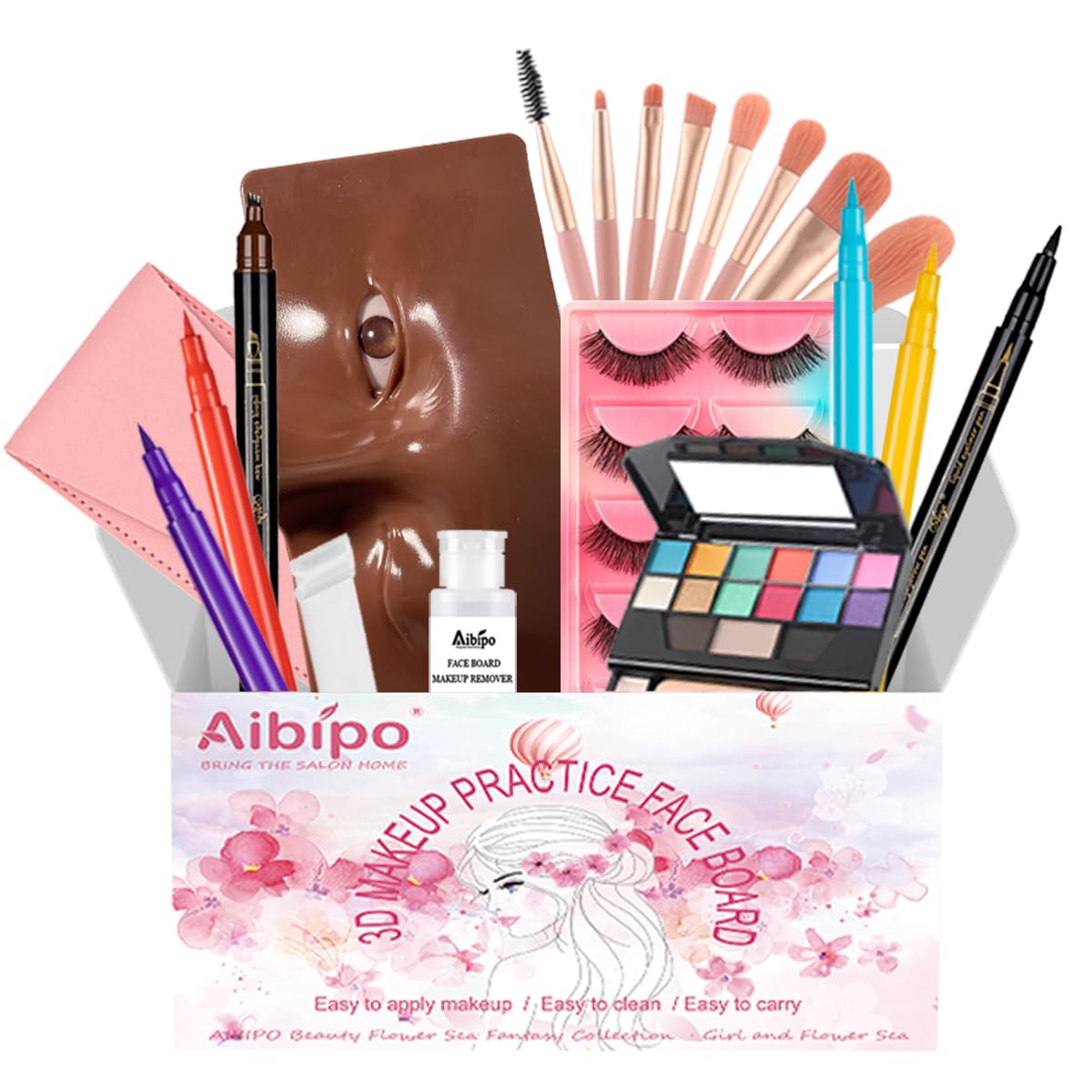 Makeup Practice Face Kit, Makeup Mannequin Face with Makeup Practice Face Board, 3D Reusable Practice Eye Makeup Face Eyeshadow Mannequin for Professional Makeup Artist and Beginner to Practice Makeup