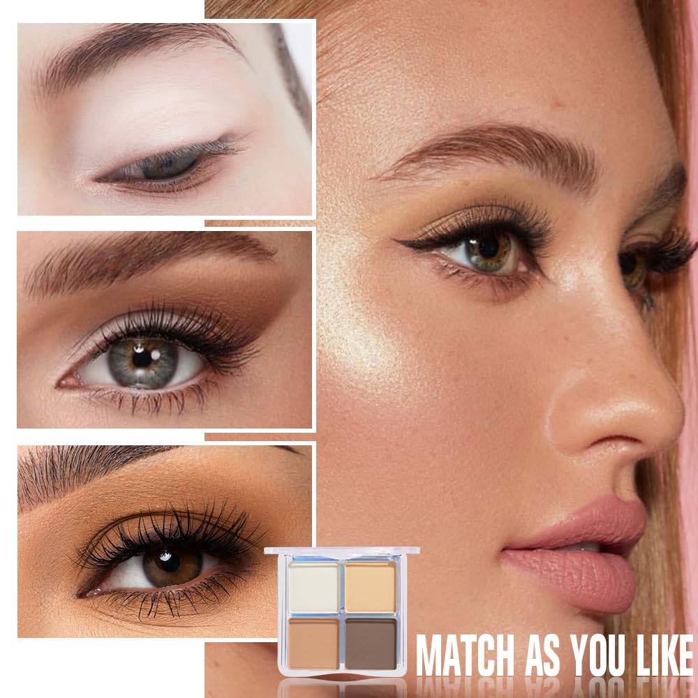 evpct Matte Smoky Nude Eyeshadow Quad Palette, Ivory White Nuetral Dark Ndue Brown Matte Smoky High Pigmented Primer Mini Eye Shadow Palette Makeup for Women, Smudge Proof Vegan Eye Shadows Nudes