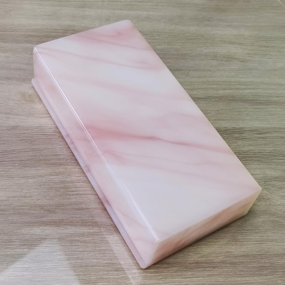 Grafting False Eyelash Acrylic Extension Pallet Organizer, Eyelash Extension Glue Tweezers Plate Makeup Palette, Dustproof Storage Box Display Training Tools Salon (Marble Pink)