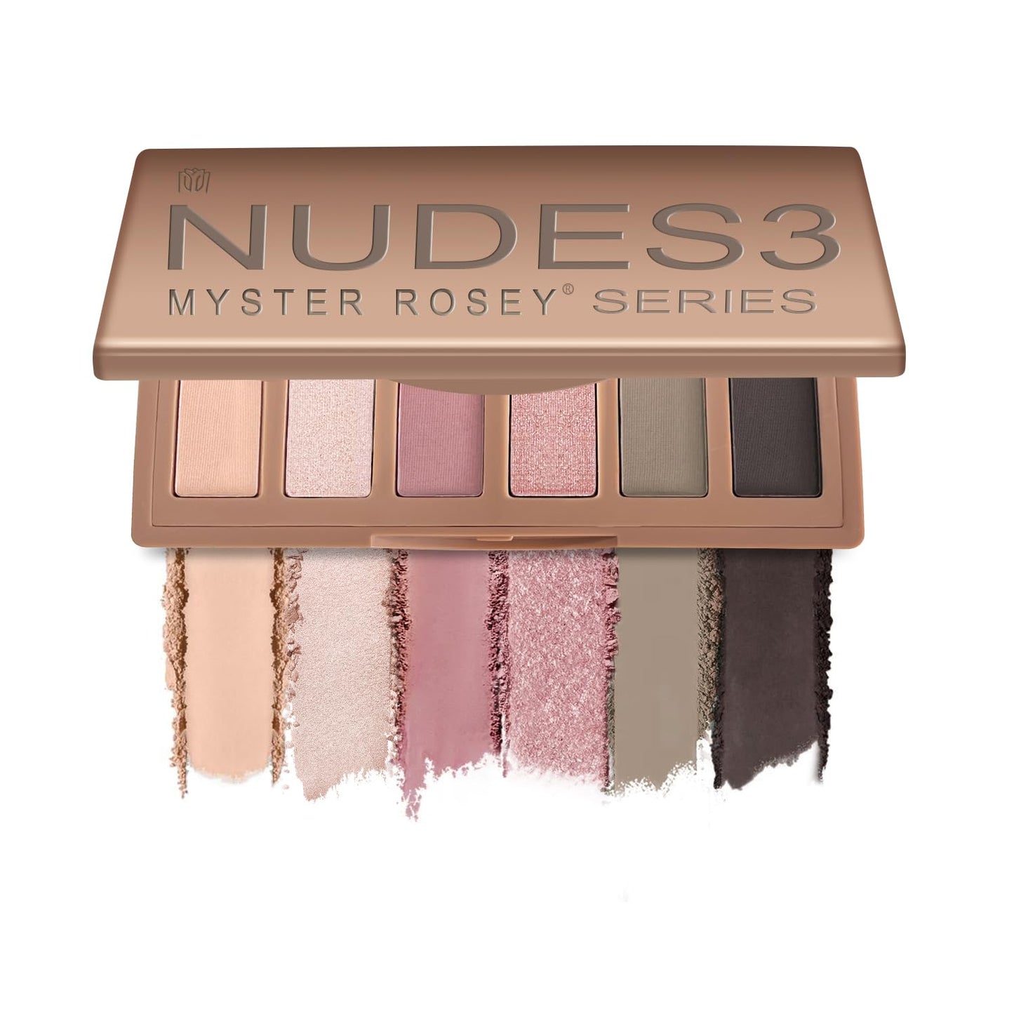 Nudes 3 Series Mini Eyeshadow Palette, Matte & Shimmer Finish, 6 Champagne Mauve & Black Eye Shadows, Travel Friendly Size, Vegan, Cruelty-free