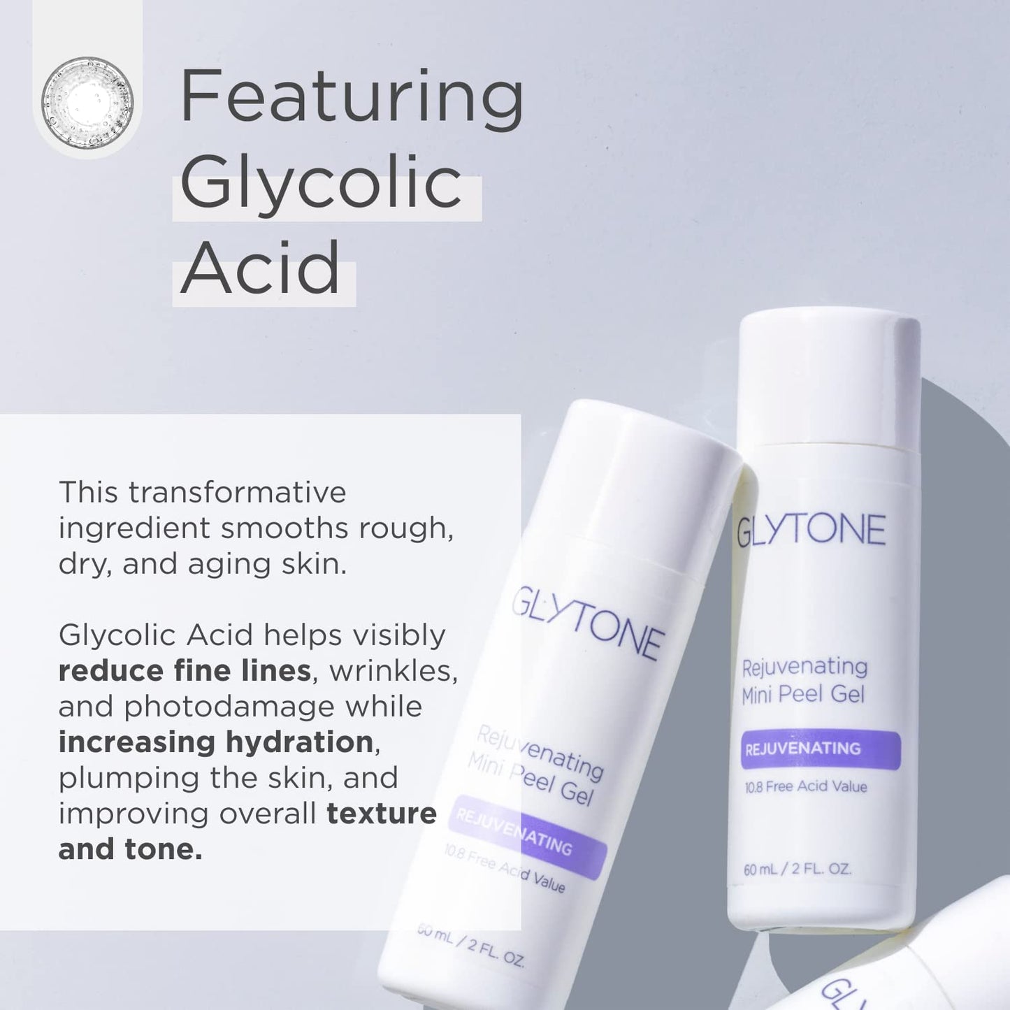Glytone Rejuvenating Mini Peel Gel | Face Exfoliator with 10.8% FAV Glycolic Acid | Peeling Gel for Face Retexturizes and Reduces Fine Lines & Wrinkles | Dead Skin Remover Chemical Peel | 2 fl oz.