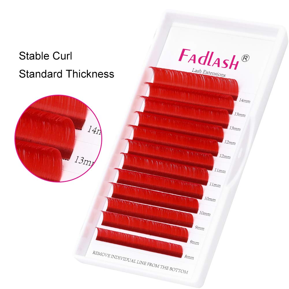 Volume Lash Extensions D Curl Mixed Tray Easy Fan Volume Lashes 0.07 8-14mm Mixed Tray Red Rapid Blooming Mink Eyelash Extensions (Red 0.07-D, 8-14mm Mix)
