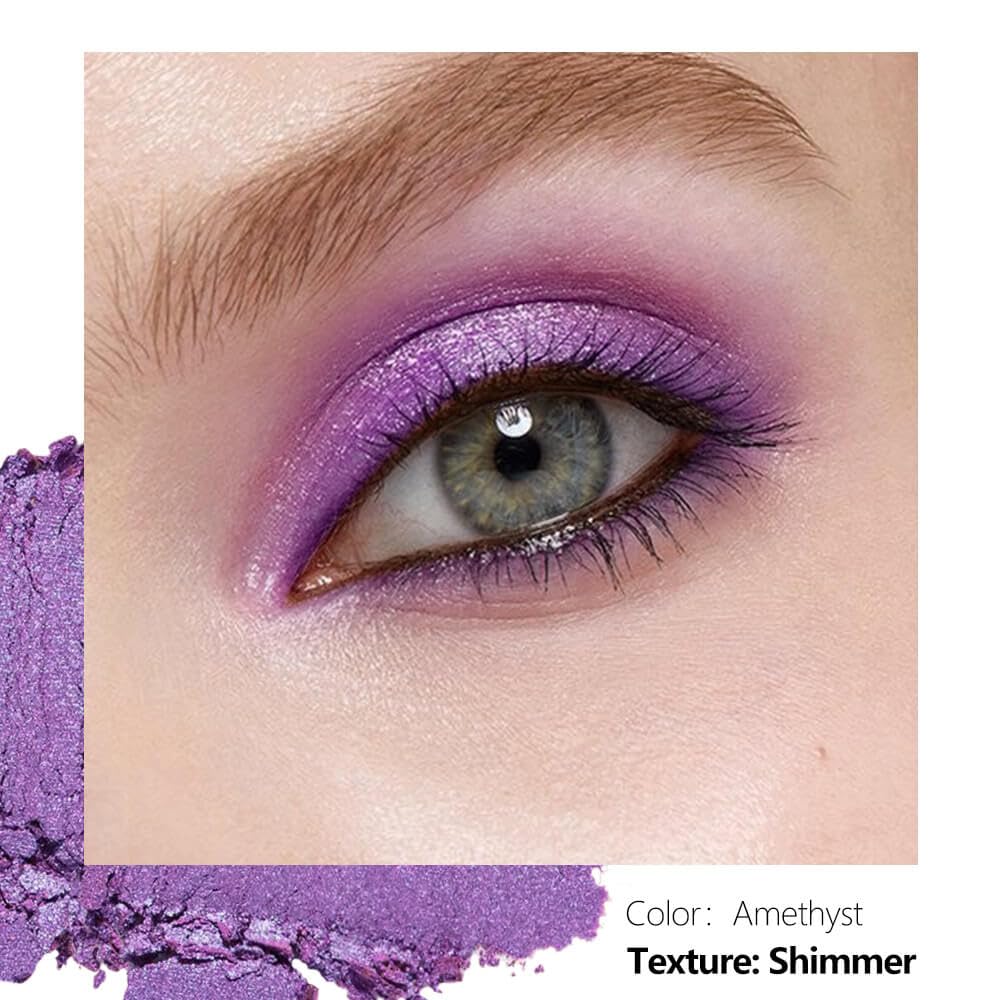Single Purple Eyeshadow Matte Shimmer Finish Soft Texture High Pigment Long Lasting Magnetic Refill for DIY Eyeshadow Palette (Amethyst)
