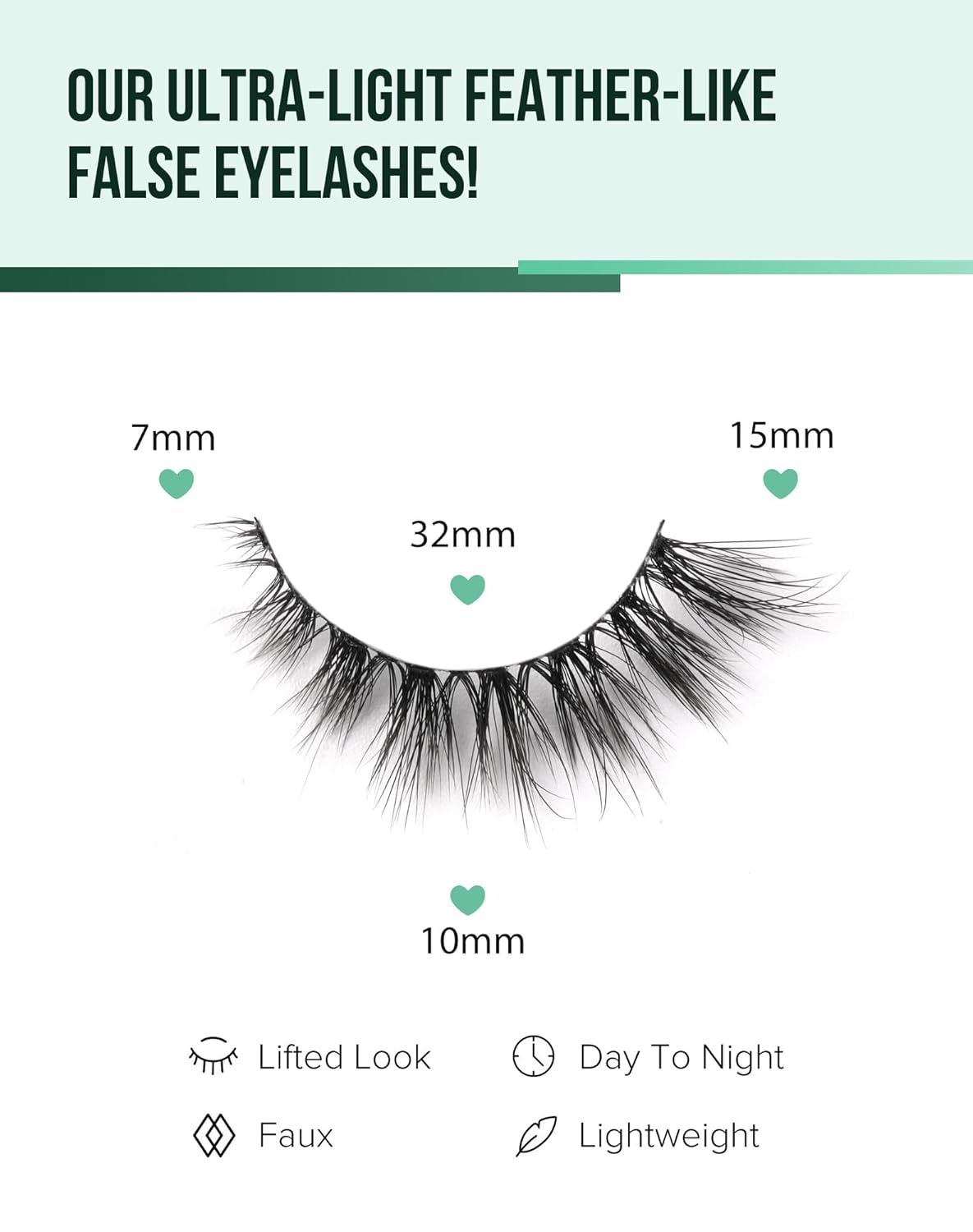 Cat Eye Lashes Natural Lashes Wispy False Eyelashes Fox Eye Lashes Natural Look False Lashes Pack 15MM 7 Pairs