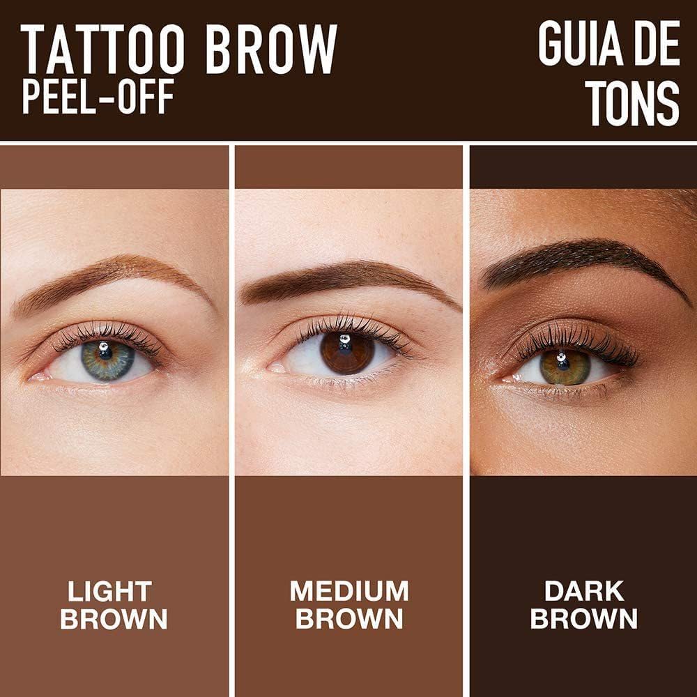 Tattoo Eyebrow Gel Easy Peel Off, Peel Off Eyebrow Tint, Easy Peel off Eyebrow Gel, Peel Off Eyebrow Tint, Waterproof & Sweatproof for All Skin Types (#2 Medium Brown)