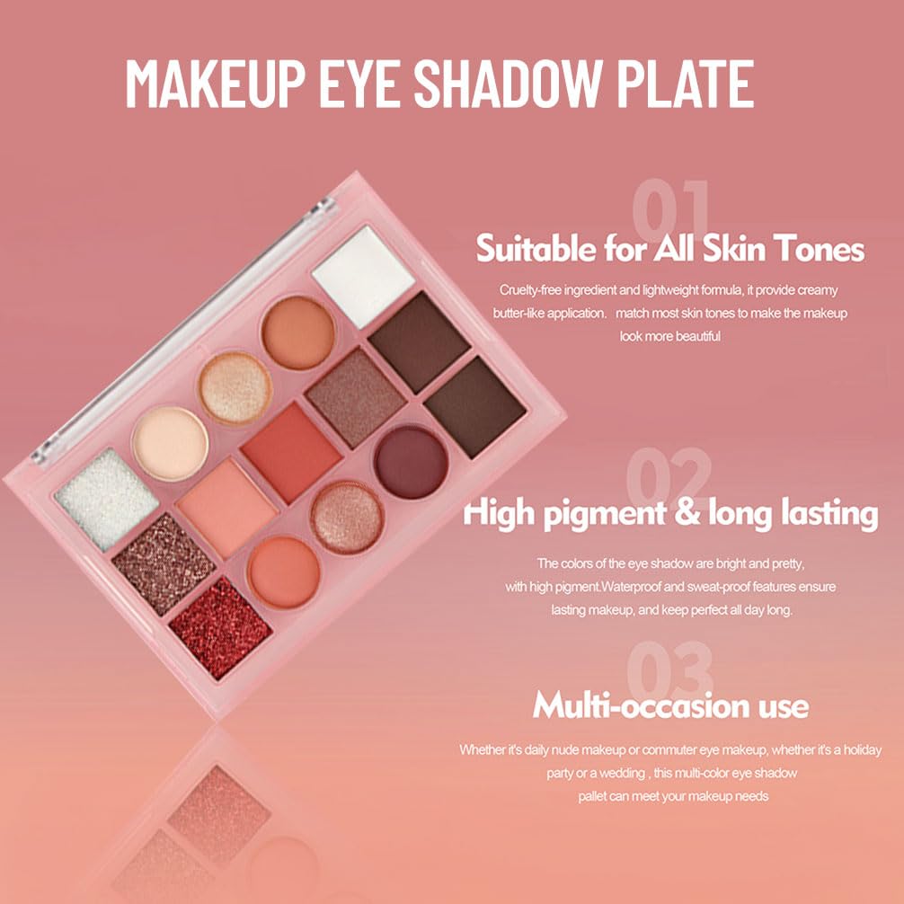 Eyeshadow Palette Makeup – Neutral Nude Matte & Shimmer Eyeshadow Palette, High Pigment Waterproof Glitter Eye shadow,Blendable Pink, Brown, Rose Gold Eye Makeup (F-02#, 1 Count (Pack of 1))