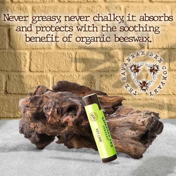 Savannah Bee Lip Balm Hanger 0.15 oz - Invigorating Mint Flavor - Natural Ingredients for Supple, Soft Lips - Convenient Hanger Design (.15 Oz, Key Lime)