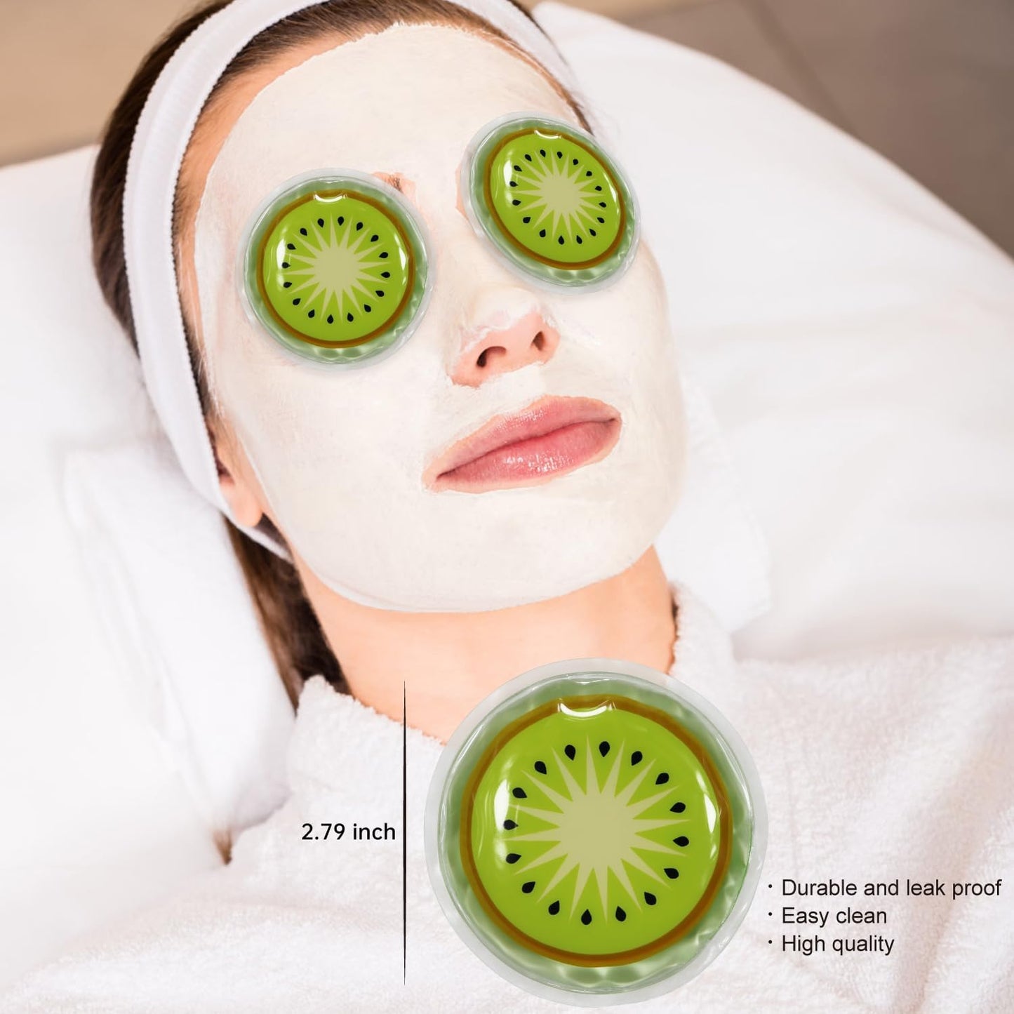 Gel Eye Ice Pack Reusable Cooling Ice Eye Pads and Under Eye Patches, Eye Hot Cold Pack for Eye Relax,Swelling, Eye Redness, Puffy Eyes (Kiwi Fruit)