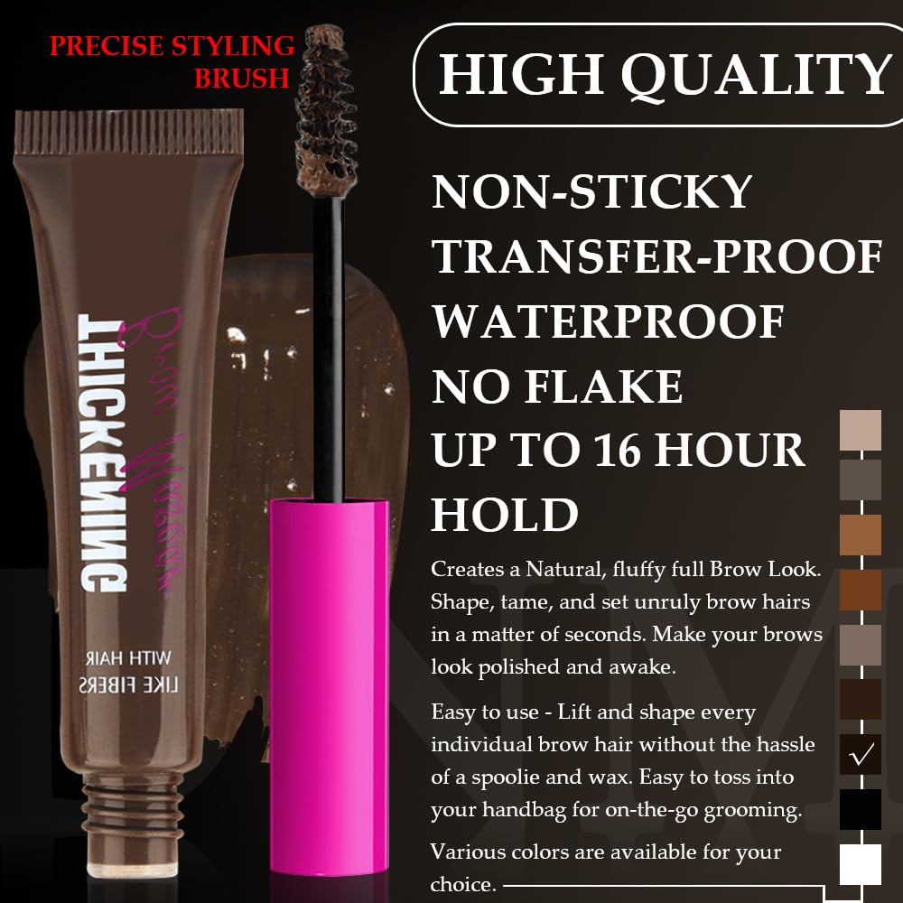 Tinted Thickening Brow Mascara,Brow Fast Sculpt,Waterproof, Transfer-proof, Brush to Fill in Eyebrows and Cover Gray Hairs - Cruelty Free - Light Medium Brown (1pc 07 Espresso)