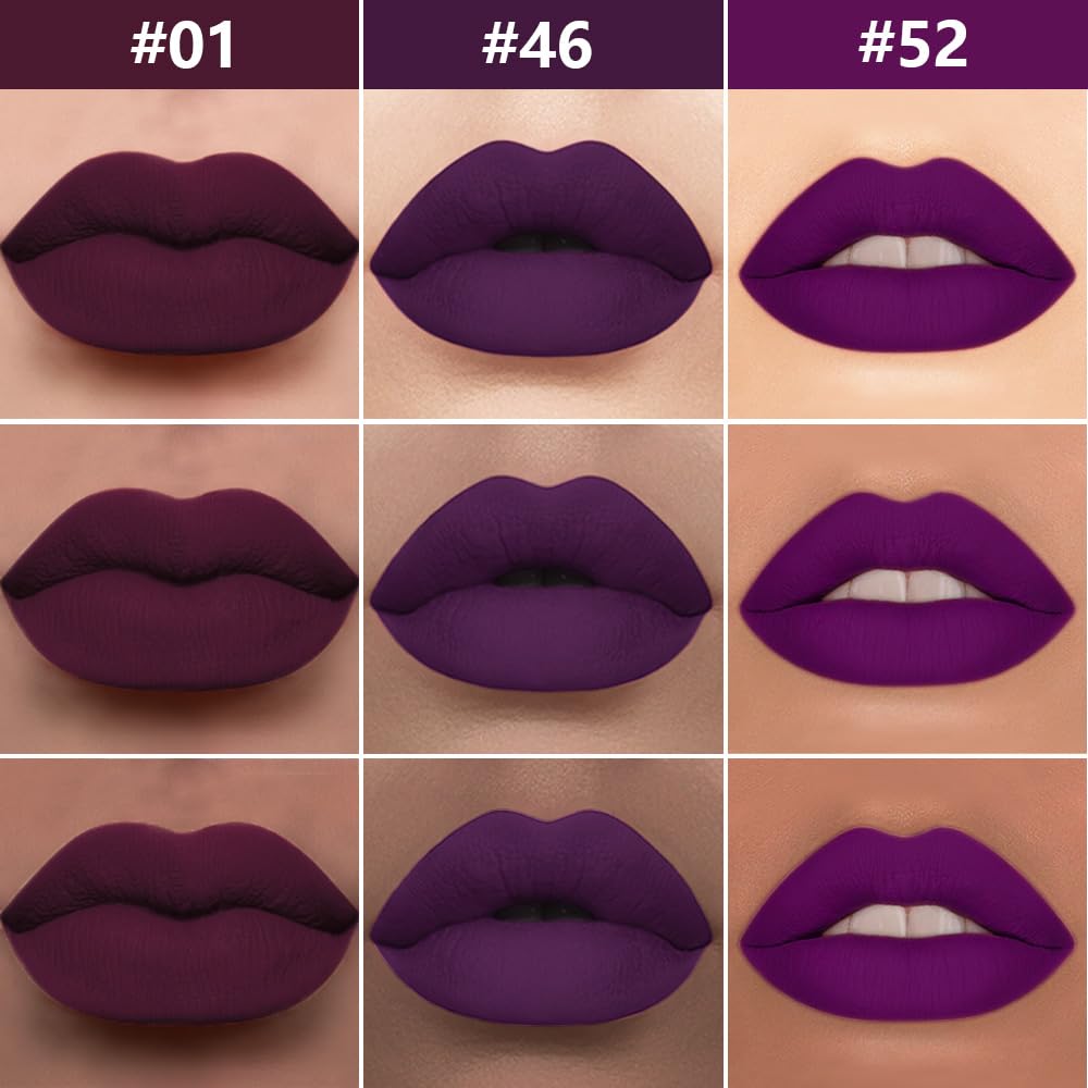 evpct 3Pcs Burgundy Red Black Dark Purple Matte Lip Liner & Liquid Lipstick Stain Makeup Set for Women, Lip Liner Stain Long Lasting Waterproof Smudge Proof, Cruelty Free Lip Makeup 24 hours originale