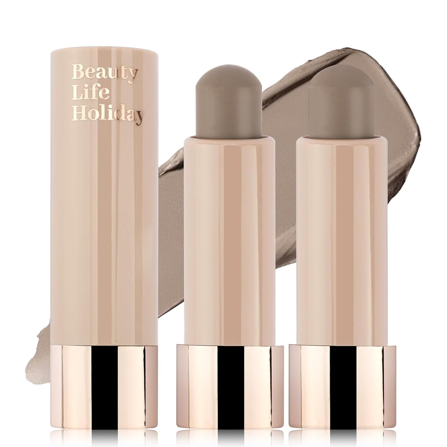 Erinde 2PCS Cool Toned Contour Stick, Natural Cream Contour Bronzer Stick, Blendable & Smooth Matte Bronzer, Waterproof & Long Lasting Face Shaping Contouring Makeup, Travel Size, 01 Gray Brown