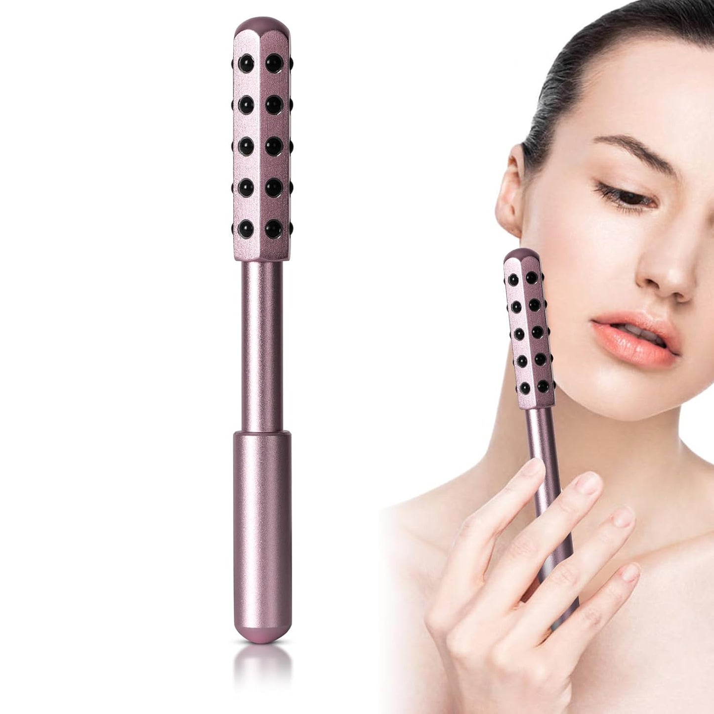 Germanium Beauty Stone Roller for Uplifting Face Massager Roller (Rose Gold)