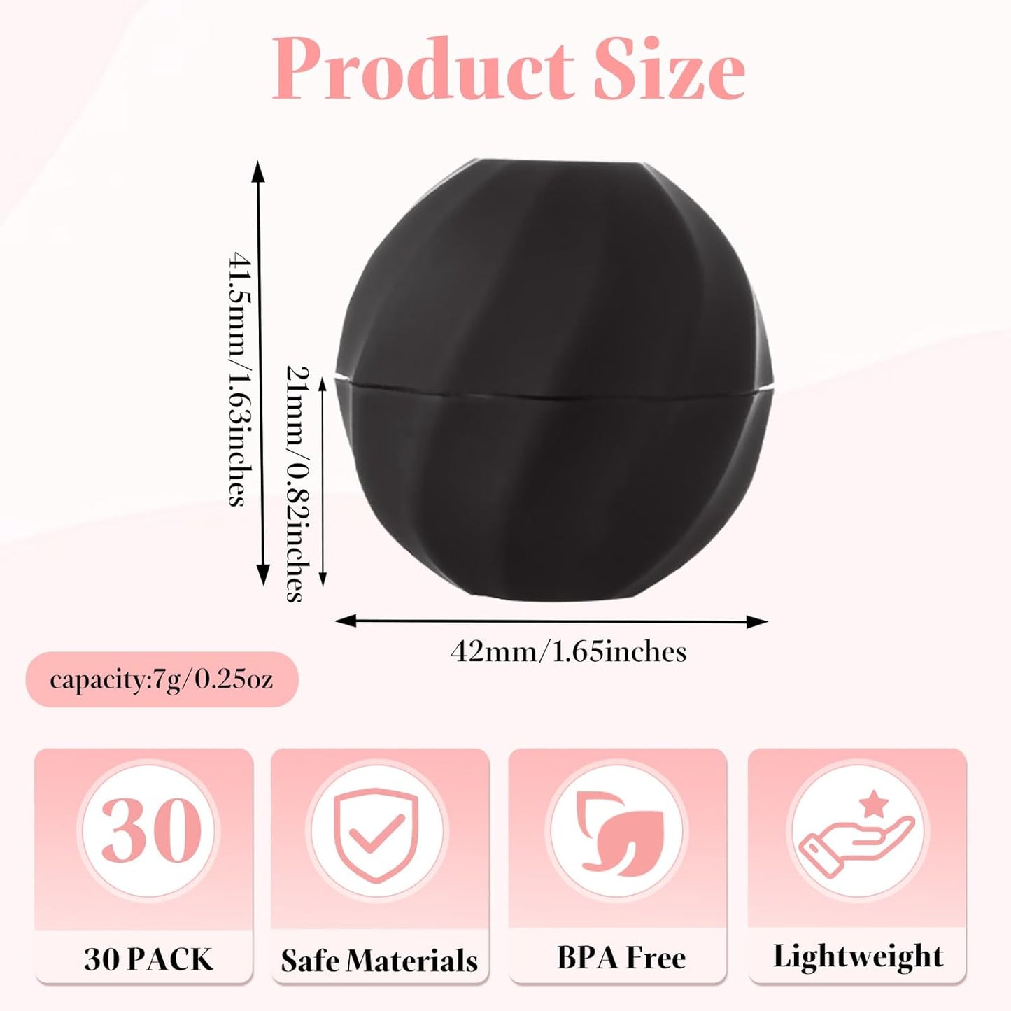 30 PCS Sphere Lip Balm Containers, 0.25 oz Lip Balm Containers Empty, Refillable Screw Cap Empty Lip Balm Tubes for Make Natural Lip Balm Lip Care