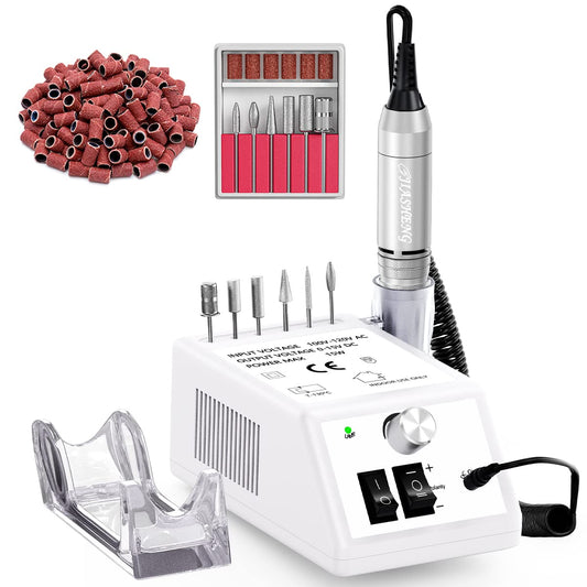 Jiasheng Electric Nail Drill, 30000rpm Professional Nail Drill Machine, Compact Electrical Nail File Kit for Acrylic Gel Nails Efile Drill for Manicure and Pedicure Salon Use White