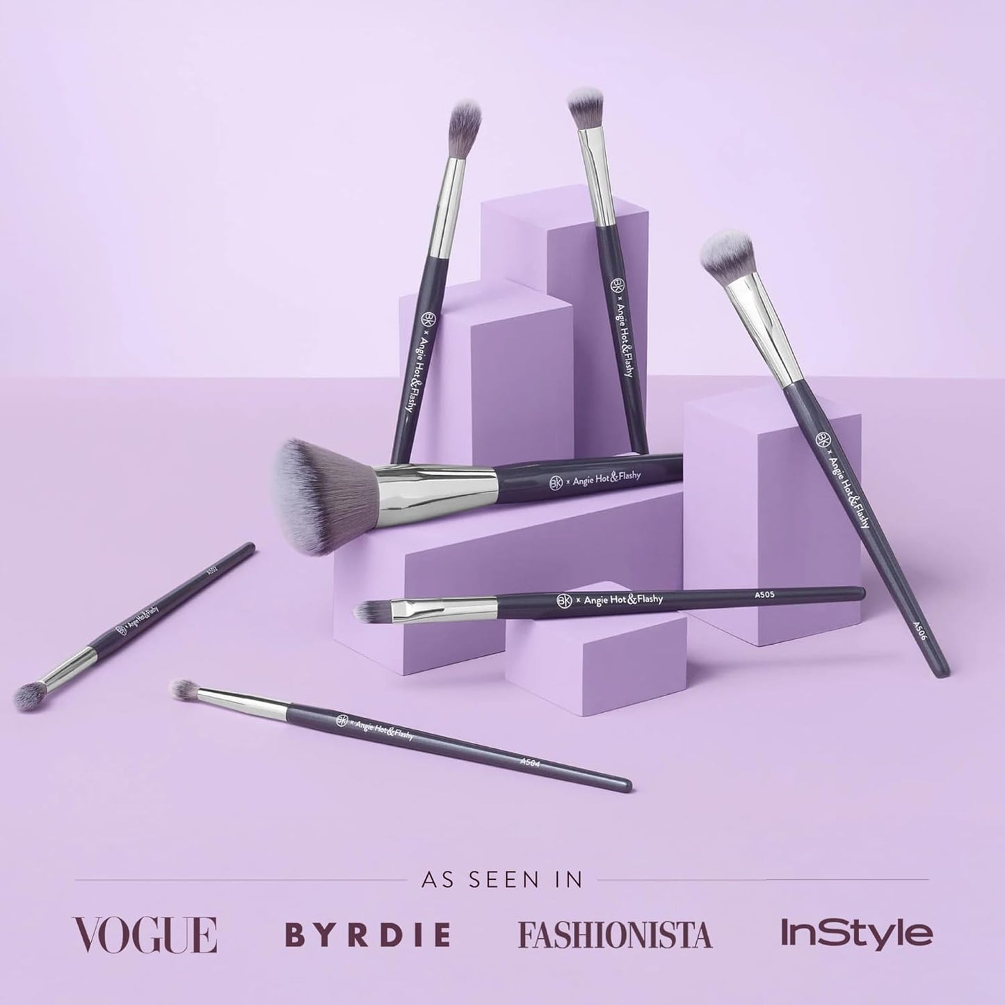 BK BEAUTY BRUSHES - ANGIE HOT & FLASHY Brush Set (7PC) - Viral Under-Eye Concealer, Eye Shadow, | Bronzer, Blush & Highlighter Makeup Brushes