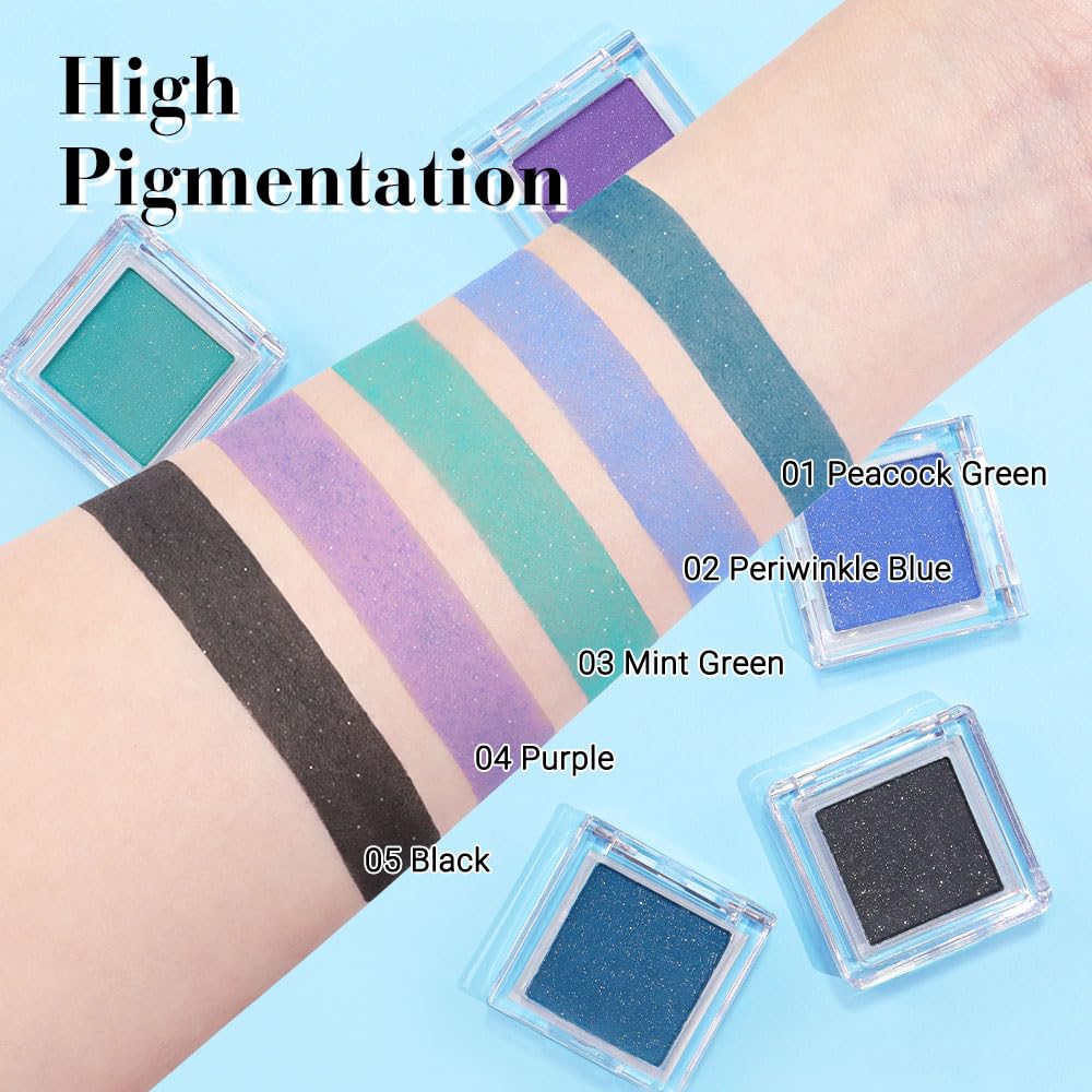 Shimmer Single Eye Shadow Palette Makeup, Mint Green Shimmer Monochrome Eyeshadow Halloween Birthday Party Wear For Green Blue Eye, Pigmented Waterproof Sombras Para Ojos