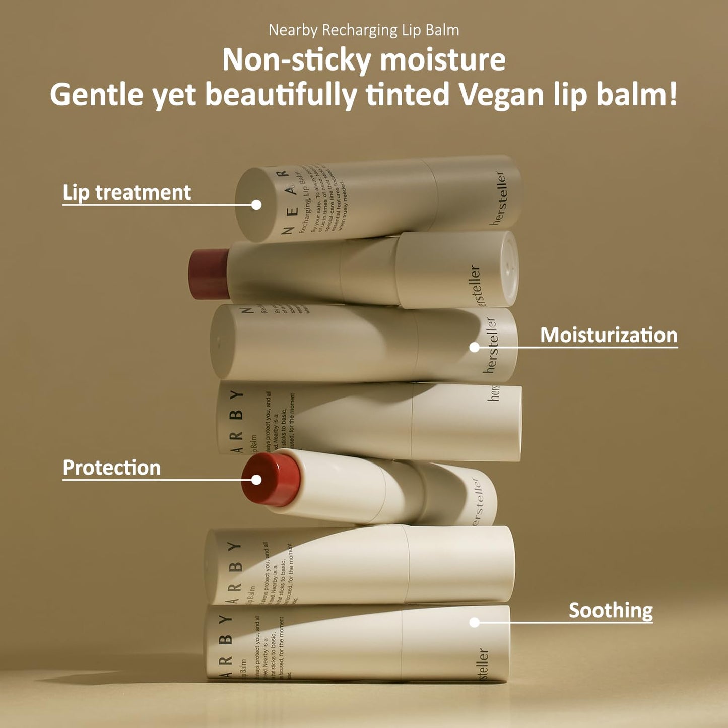 hersteller Nearby Recharging Lip Balm Vegan Butter Complex Intensive Moisturizing Treatment for Dry Lips and Cheek Natural Healthy Colors Sunset Coral