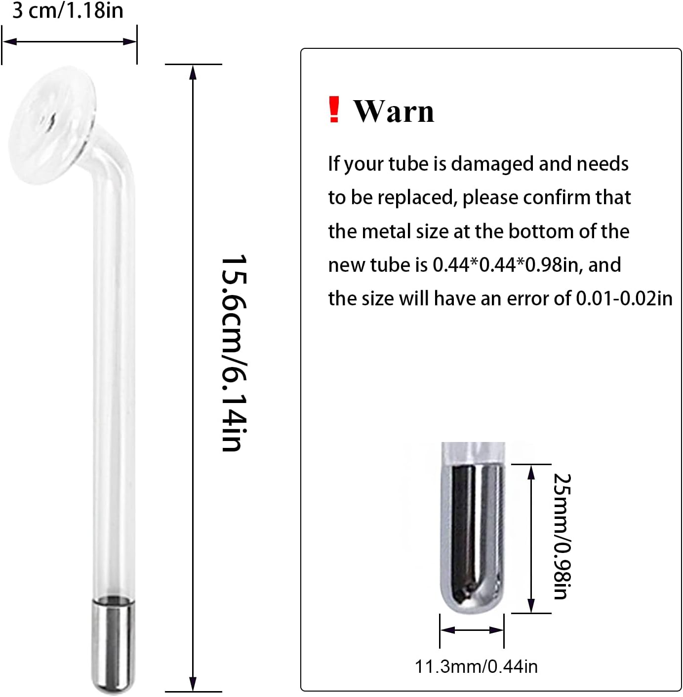 Electrode Wand Glass Tube Handheld Spare Parts Elitzia ETJX006AS (Mushroom Blue)