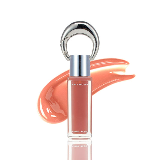 ENTROPY Makeup 2-in-1 Charm Shiny Glowy Lip & Cheek Gloss Tint Keychain, High Pigment Glossy Lip Color & Plumping Gloss, C2 Water Rose Charm