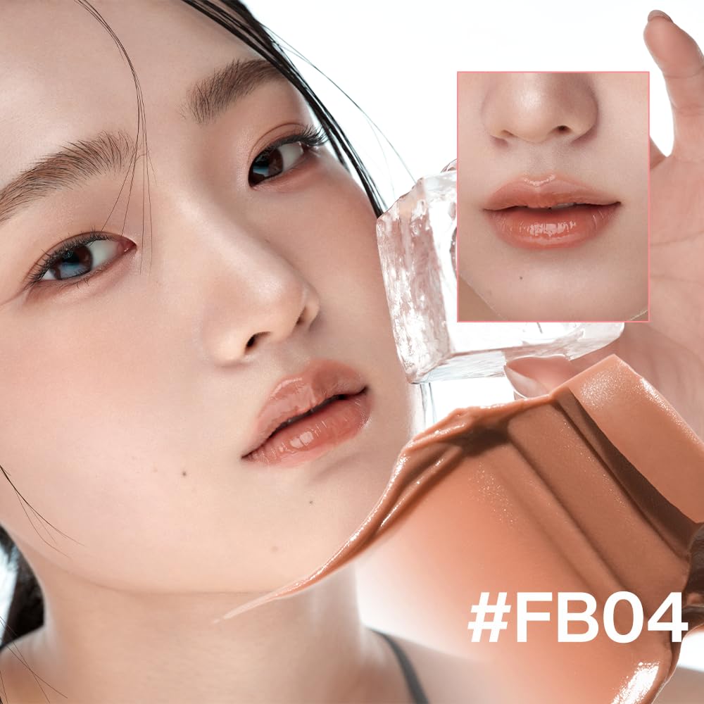 INTO YOU Frozen Glow Lip Balm, Hydrating Lip Gloss, Shine Finish, Nourishing Sheer Tint Pudding Pot with Vitamin E and Seed Oil, Plumping, Moisturizing Lip Makeup, 0.18oz, FB04 Nude Brown