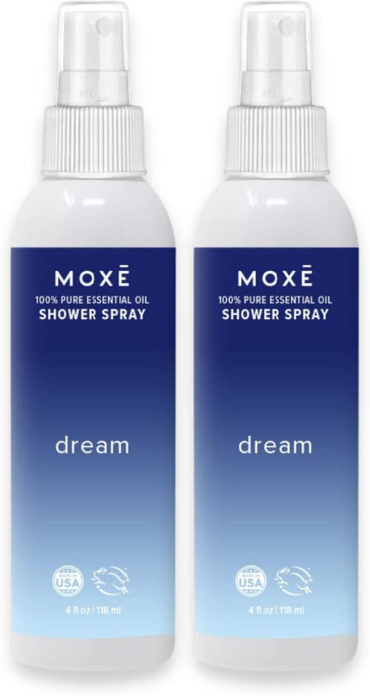 MOXĒ Dream Lavender & Chamomile Shower Steamer Spray, 100% Natural Certified Essential Oils, Bath Relaxation, Made in USA, 4 Ounces (2 Pack)