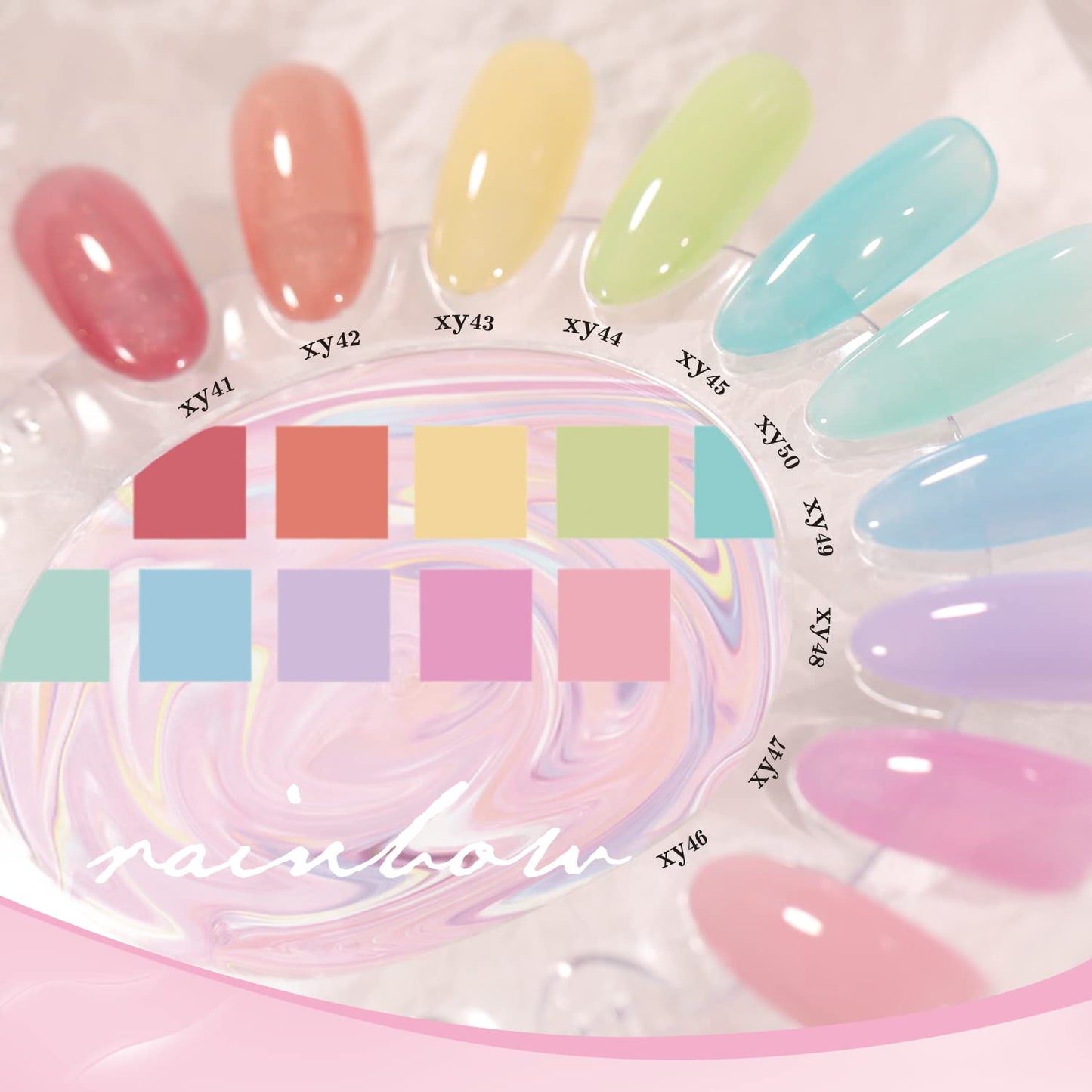 Jelly-Pastel Gel Nail Polish Set - 10 Pcs Pink Nude Gel Polish Set with Summer Yellow Blue Colors - DIY Soak Off Nail Lamp - Easter Decoration Gifts for Women - Manicure Kit