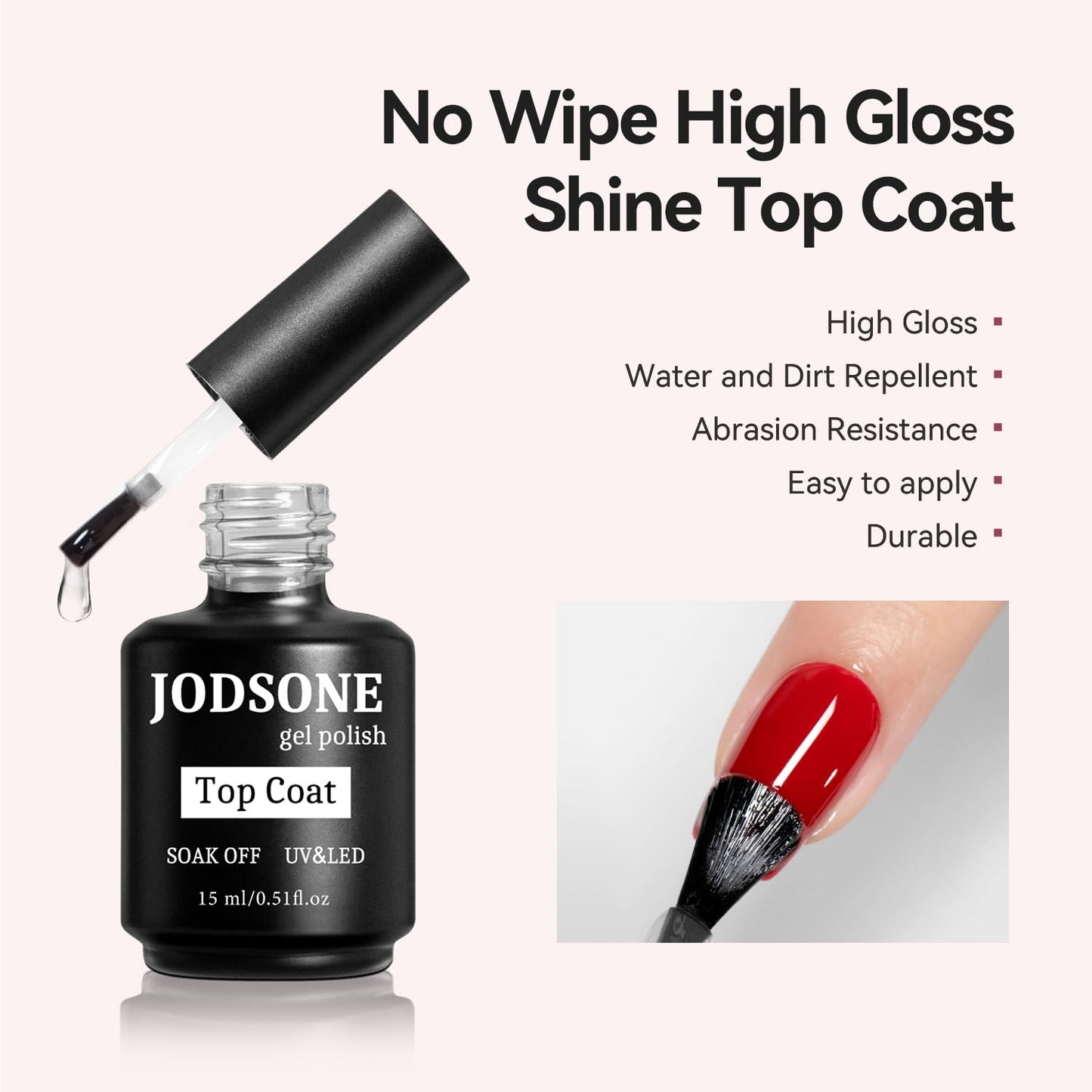 JODSONE 3 Bottles of Top Coat Matte Top Coat Base Coat Set Soak off Salon Use Home DIY Nail Gel