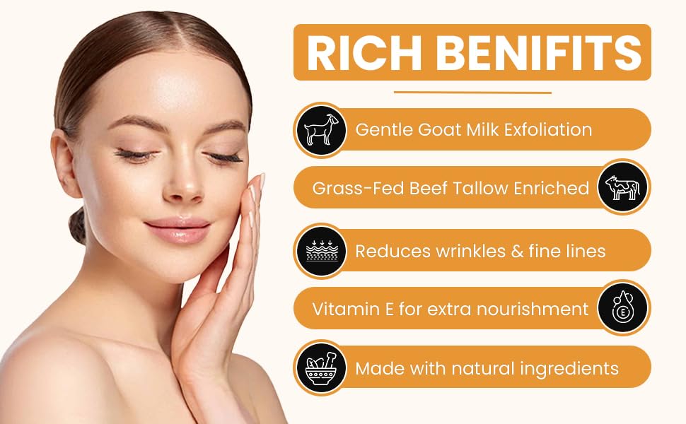 Grass Fed Beef Tallow & Goat Milk Body Lotion for Sensitive Skin, Organic Tallow Lotion - Soothes Dry Patches, Goat Milk Moisturizer - Handmade Tallow Body Lotion (Lavender Vanilla, 12 Oz)