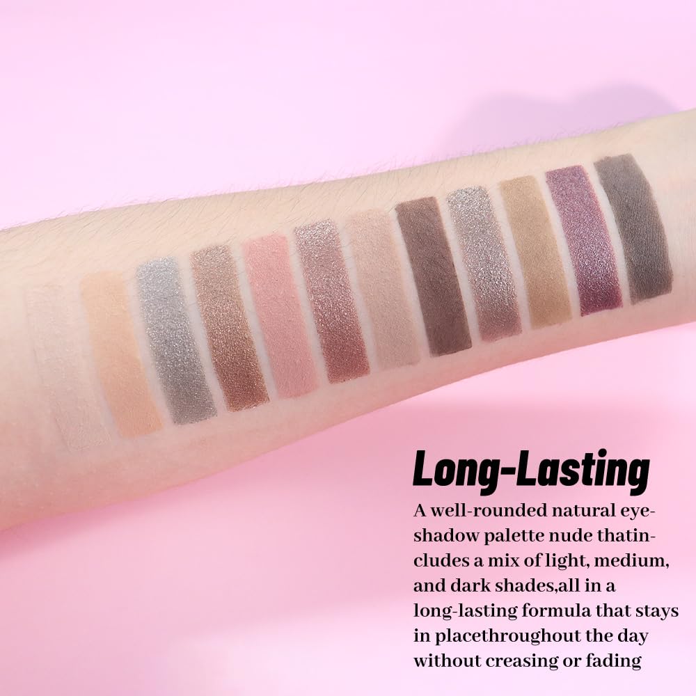 SUAKE Neutral Smokey Eye Shadow Palette,Nude Silver Gray Cream Eyeshadow Palette,Make Up Pallets for Women, Highly Pigmented Long Lasting Naturing-Looking,Blendable,Vegan