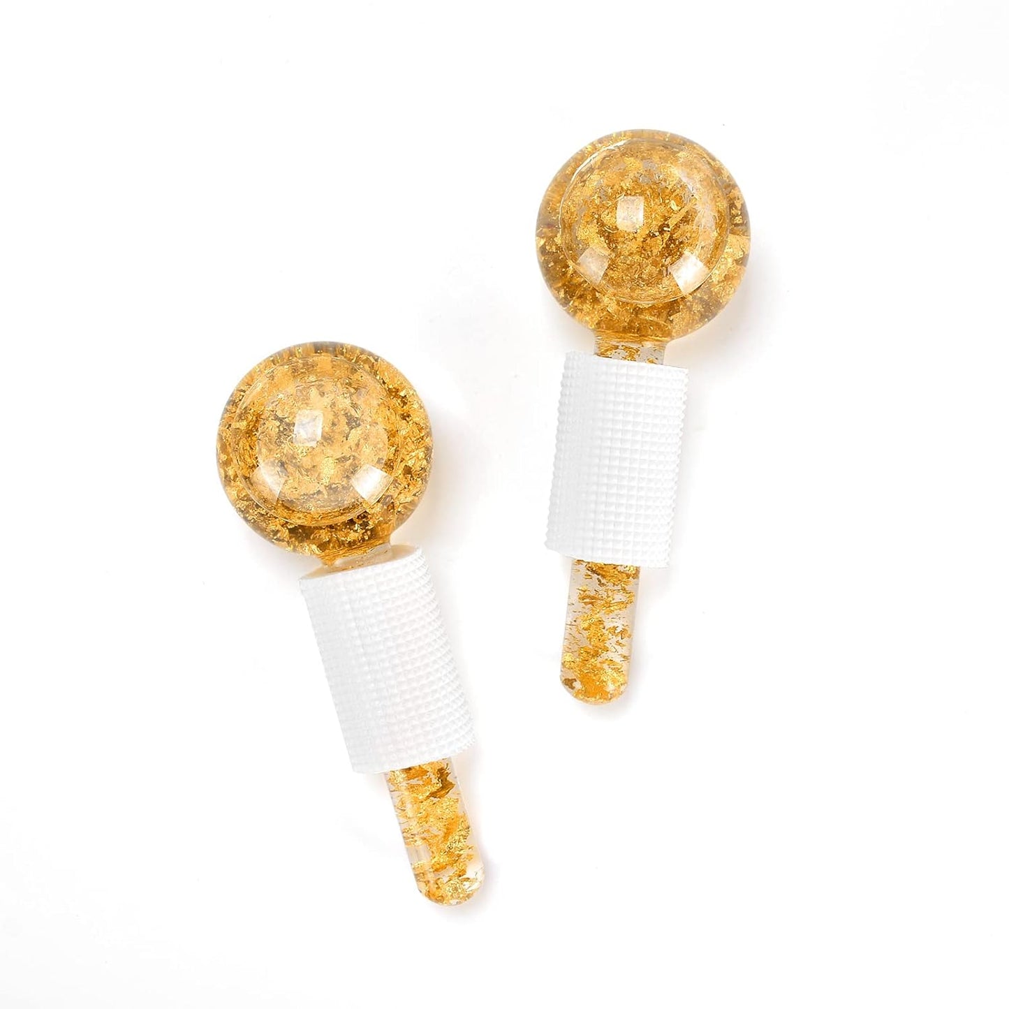 Ice Cryo Sticks Facial Globe with Golded Essence- 2PC Cooling Globes for Cold or Hot Skin Massagers, Face Globe for Skin Care Routine