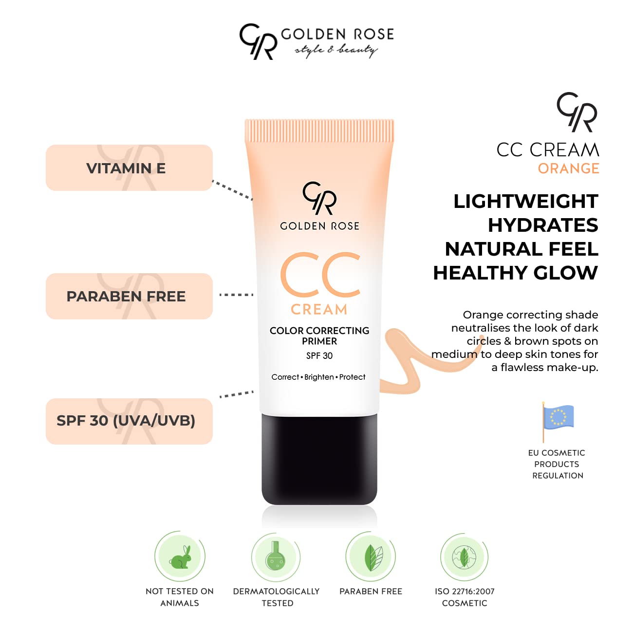 Golden Rose Makeup CC Cream Color Correcting Primer - (Orange)
