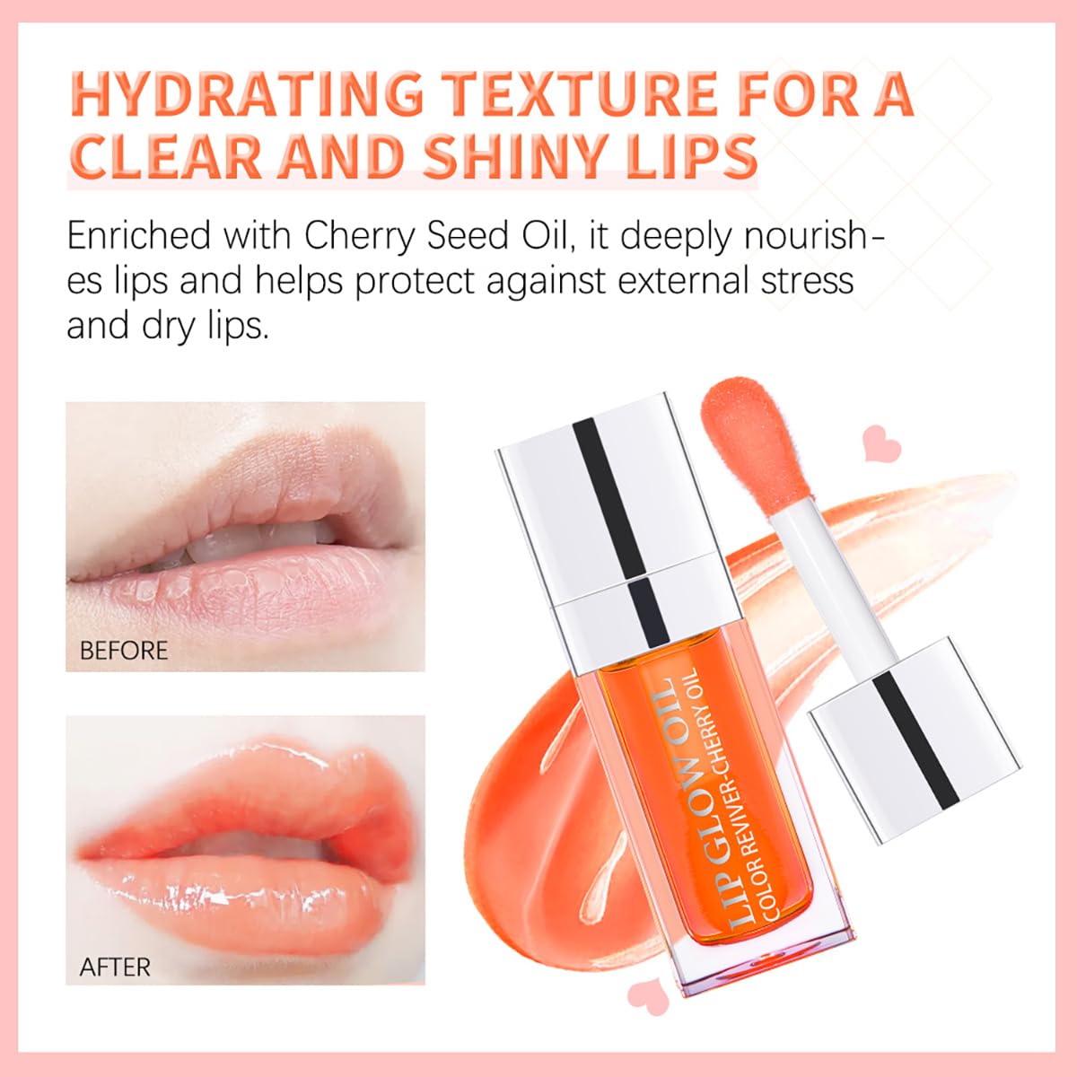 Hydrating Lip Glow Oil Moisturizing Plumping Lip Tint Lip Gloss Transparent Lip Balm Long Lasting Nourishing Repairing Lightening Lip Lines (000#+012#)