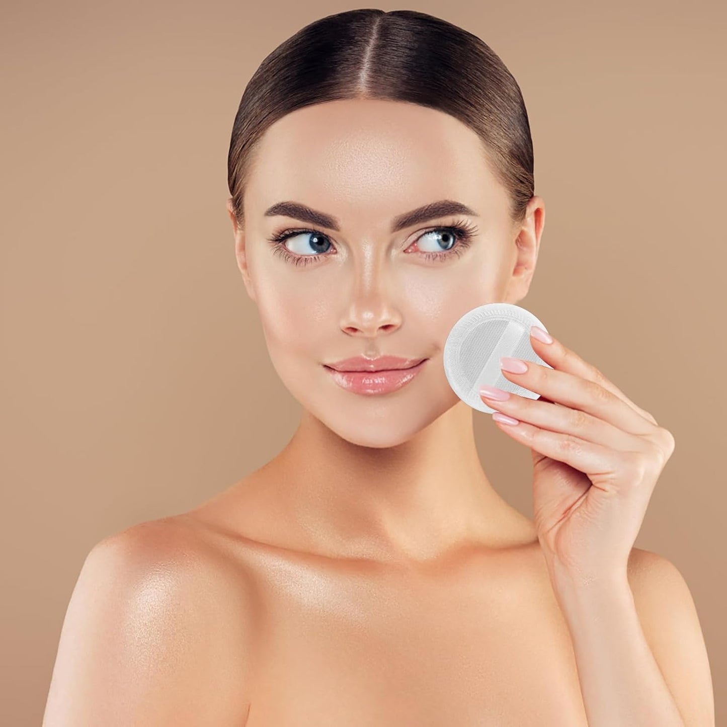 24PCS Makeup Powder Puffs Pink Cotton Powder Puffs Round Powder Puff for Makeup Face Powder Velour Puffs for Loose Powder Washable (White-24pcs)