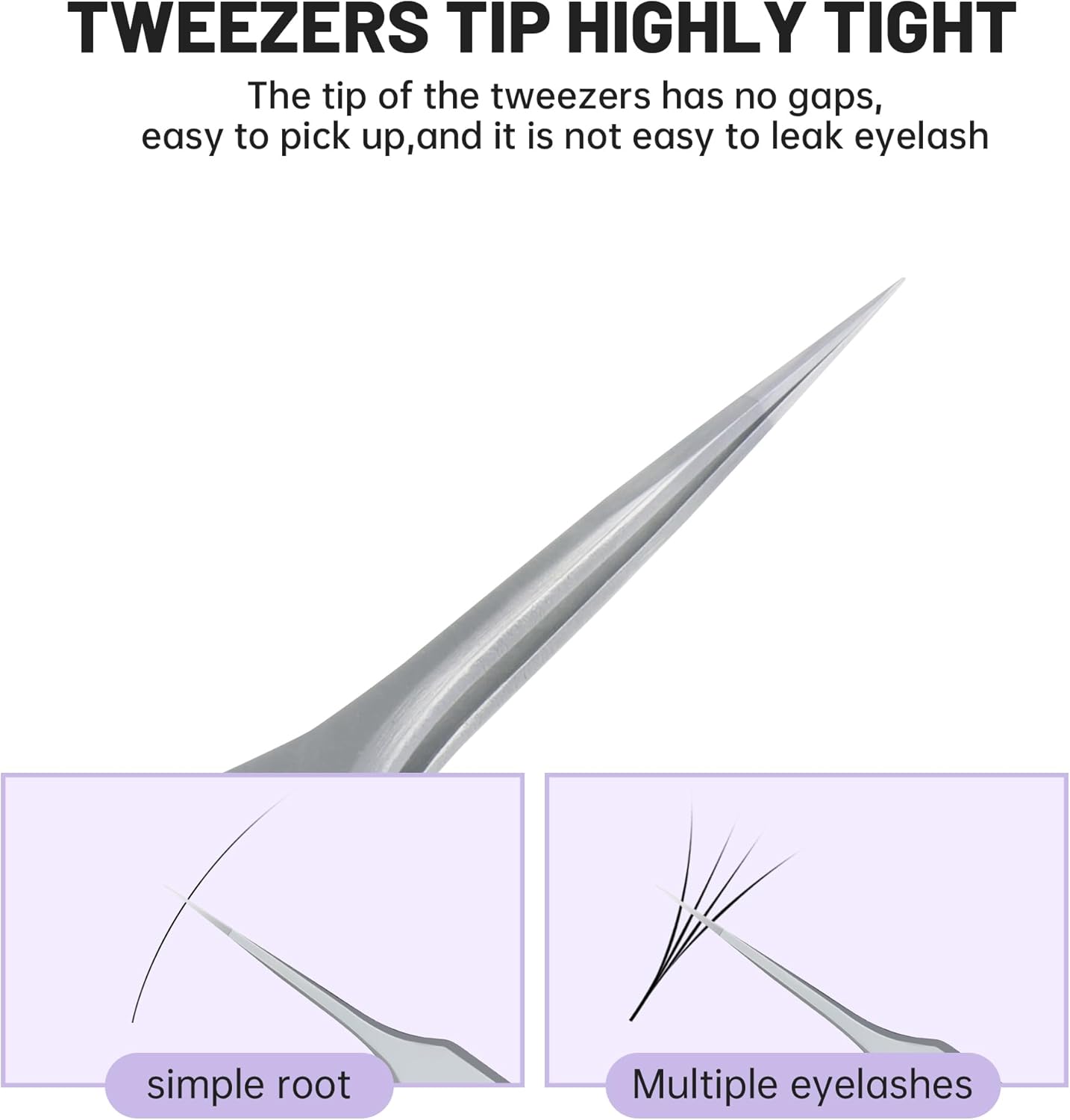 High Precision Lash Tweezers for Individual and Volume Eyelash Extensions Premium Stainless Steel Straight Fiber Tip Professional Isolation Tweezer