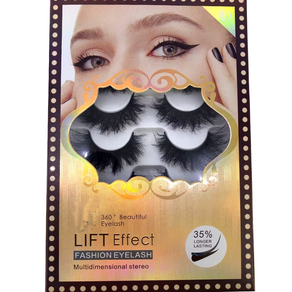 HBZGTLAD 6 Pairs Fluffy False Eyelashes Natural Faux Mink Strip 3D Lashes Pack (SR-1)