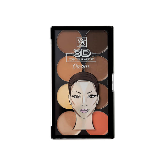 Ruby Kisses Flawless Finish with 3D Contour Cream Makeup Palette – Lightweight, Multi-Palette, Contouring Foundation, Creamy, Sculpt &Highlighting, Define Cheekbones (Dark Medium)