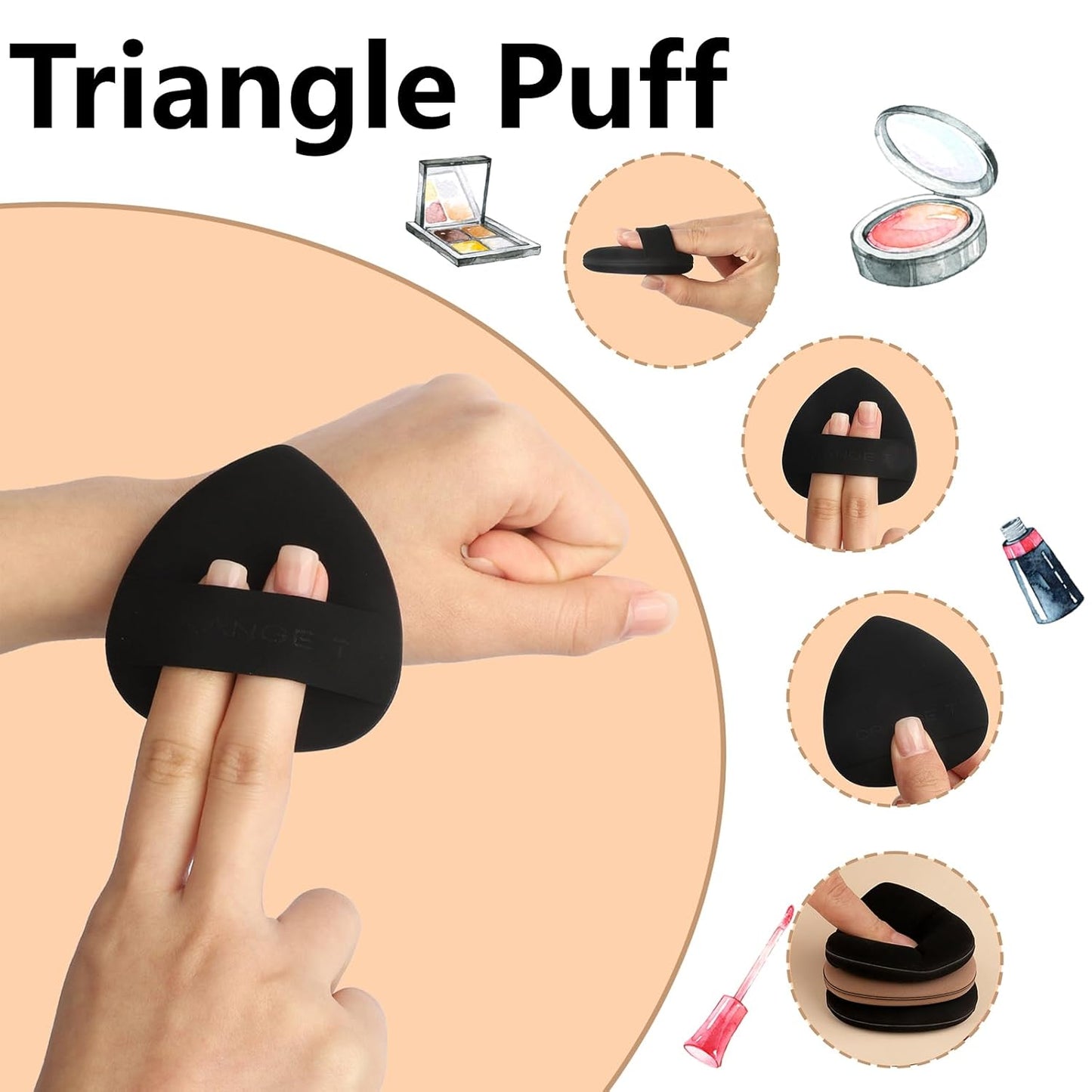 Lilystar 2 Pcs Makeup Sponge Puff for Foundation Concealer and Powder Soft Foundation Sponge Cosmetic Blender Sponge Body Setting Loose Powder Beauty Makeup Tool with Case (Black)