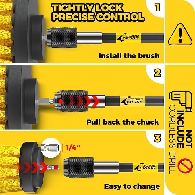 Holikme 22Pack Drill Brush Attachments Set, Scrub Pads & Sponge, Buffing Pads, Power Scrubber Brush, Car Polishing Pad Kit,Wax Applicator Pad,Car Cleaning Kit，Cleaning Supplies，Masonry Brushes,Black