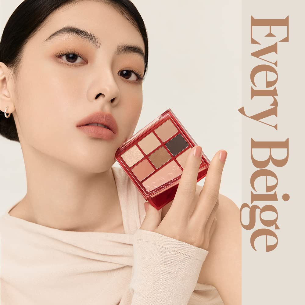 Espoir Real Eye Palette All New #1 Every Beige 0.26 oz 7.5g | Multi-Use Long-Lasting Blendable 8 Colors Natural Glitter Soft veil matte Makeup Eyeshadow Palette for Various Makeup Looks| Korean Makeup