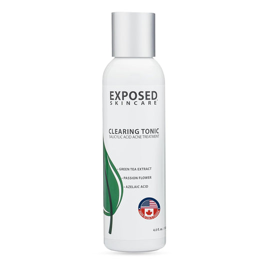 Exposed Skin Care Clearing Tonic Facial Toner with 1% Salicylic Acid and Witch Hazel for Acne Treatment – Pore Minimizing Toner to Prevent Breakouts, Reduce Redness and Balance Skin – Step 2 (4 fl oz)