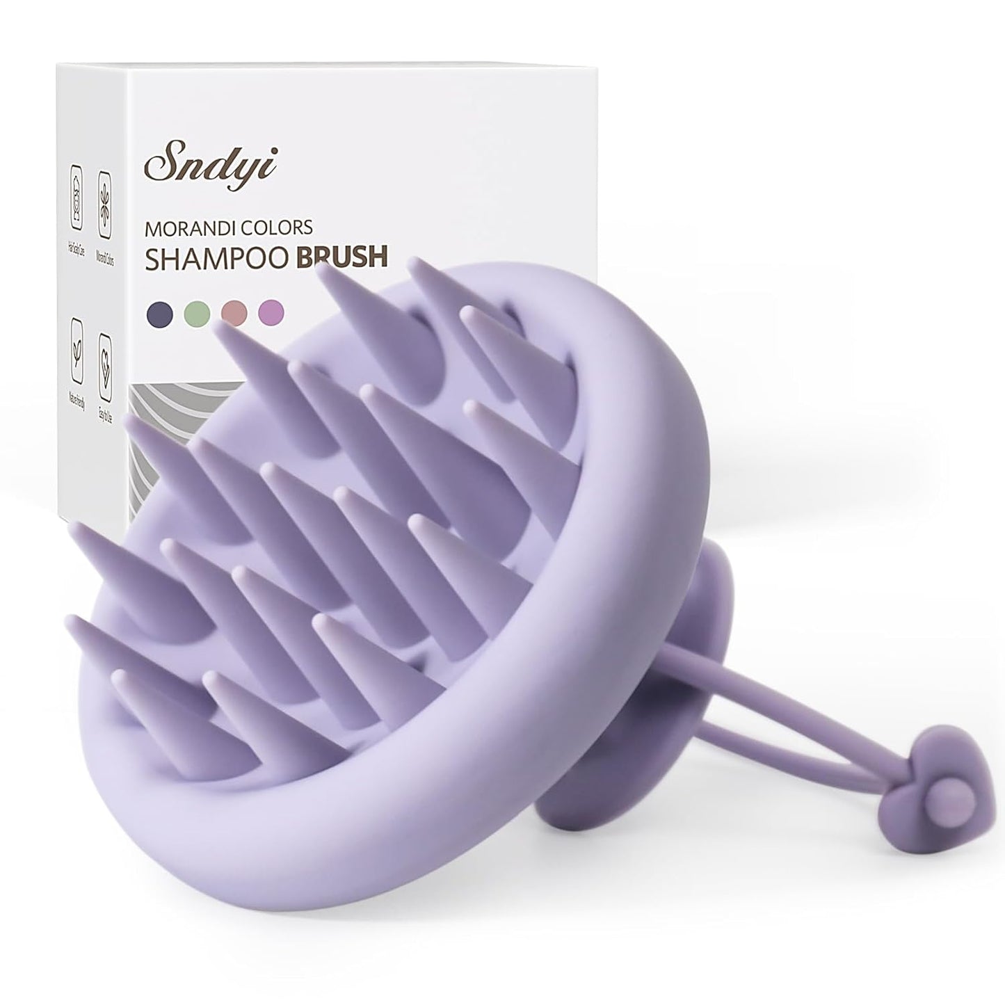 Sndyi Silicone Scalp Massager Shampoo Brush, Hair Scrubber with Soft Silicone Bristles, Scalp Scrubber/Exfoliator for Dandruff Removal, Wet Dry Scalp Brush for Hair Growth & Scalp Care, Gray Purple