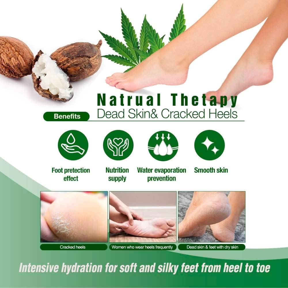 Epielle Nourishing Foot Masks 6 Pairs, Deep Moisturizing Socks for Dry Feet & Cracked Heels, Repair and Nourish with Hemp & Rosemary Extract, Foot Spa & Self Care Gifts for Women, Korean Skin Care