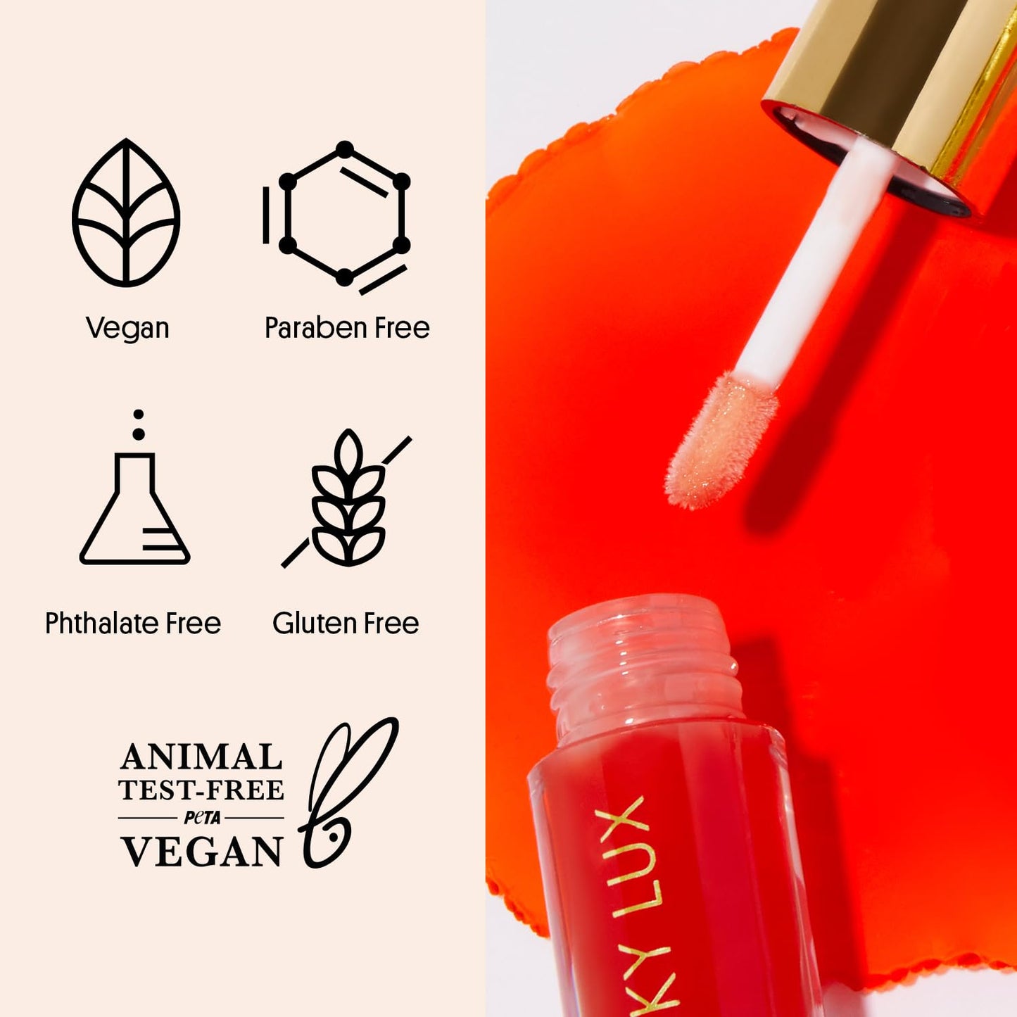 Winky Lux Flush Barely There Sheer Tinted Lip Oil - Hydrating Lip Gloss Tint, Coral Glossy Lip Balm, Juicy Non Sticky Long Lasting Formula, Infused with Jojoba Oil & Soft Vanilla Scent