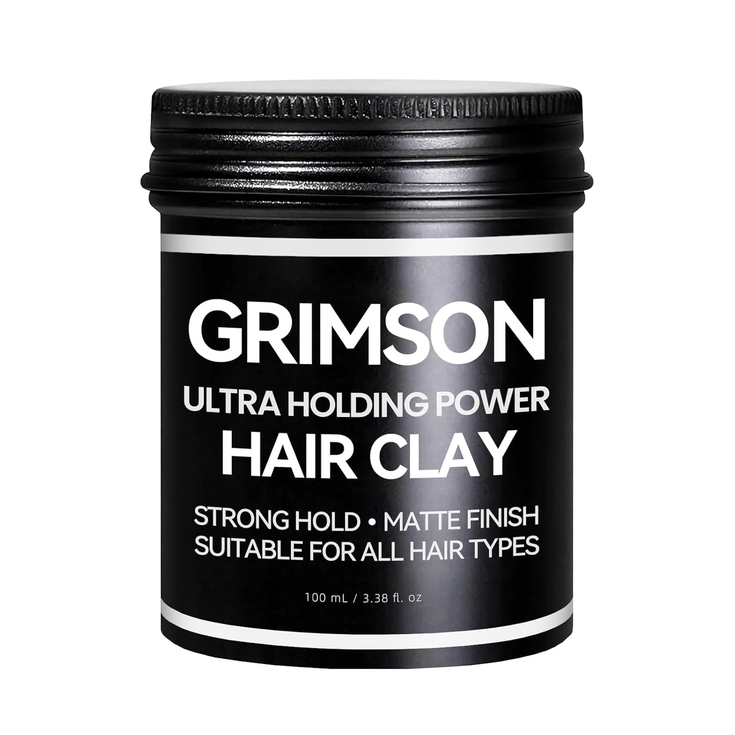 GRIMSON Hair Clay for Men - Strong Hold, Matte Finish, Ideal for All Hair Types & Styles, Easy to Wash Out, Improves Texture & Thickness, Easy to Apply (100g / 3.5oz)