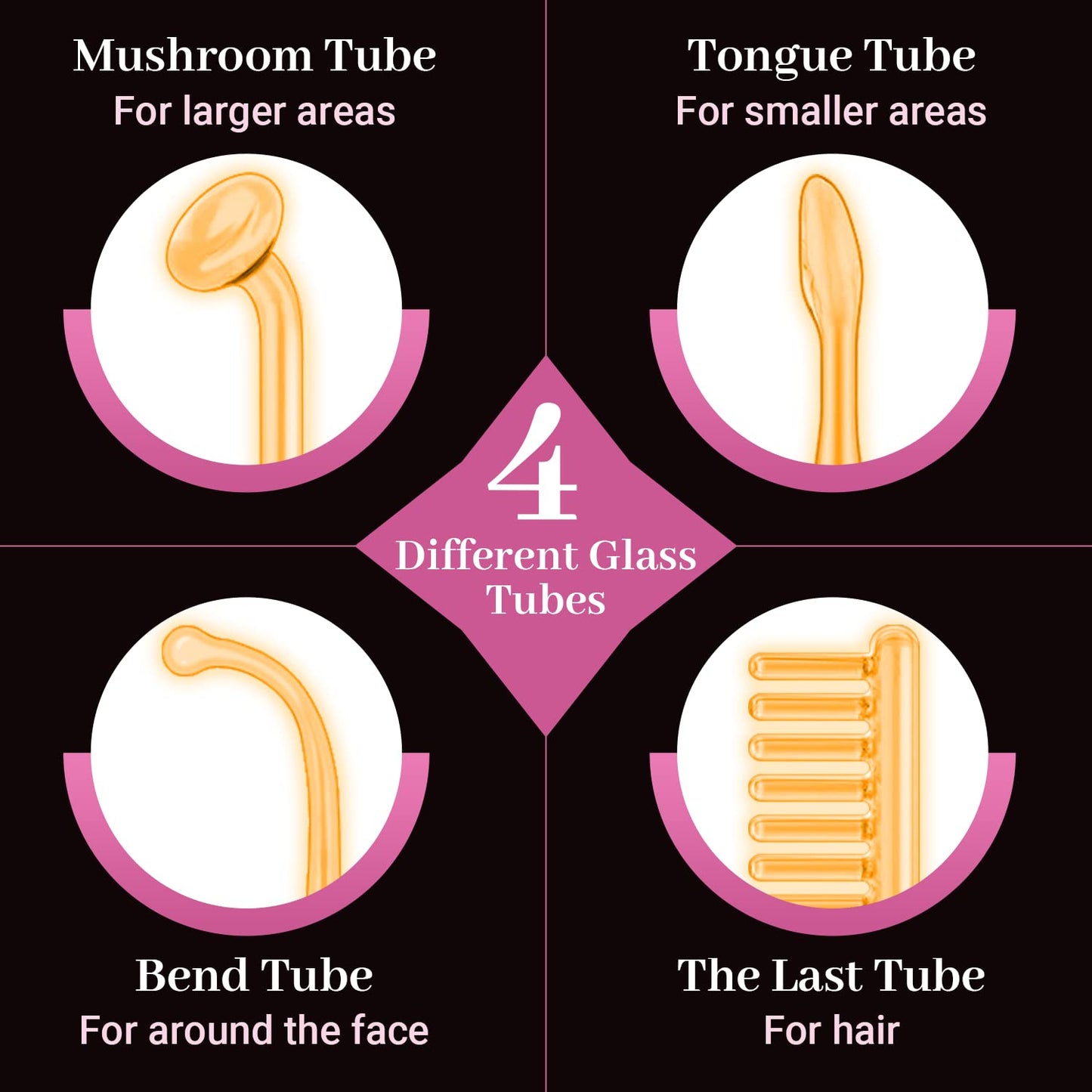 High Frequency Facial Wand - UUPAS Portable Handheld High Frequency Facial Skin Machine with 4 Pcs Orange Glass Tubes