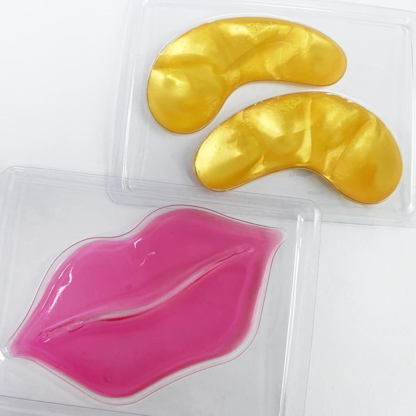 Jakuva 30 Pairs Lip Masks & Eye Masks,Gold Under Eye Patches for Puffy Eyes,Pink Lip Masks Skincare,Effectively Moisturizing the Lip & Eye Skin,Anti-Aging,Reducing Fine Lines,Nourishing for Face Care