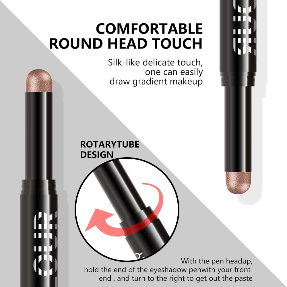 Nuetral Nude Shimmer Cream Eye Shadow Stick Makeup for Women, Bonze Nude Shimmer Matte Eye Shadow Brightener Stick for Eyes, Waterproof Eyeshadow Pencil Applicator Blendable for Eye Highlight 07