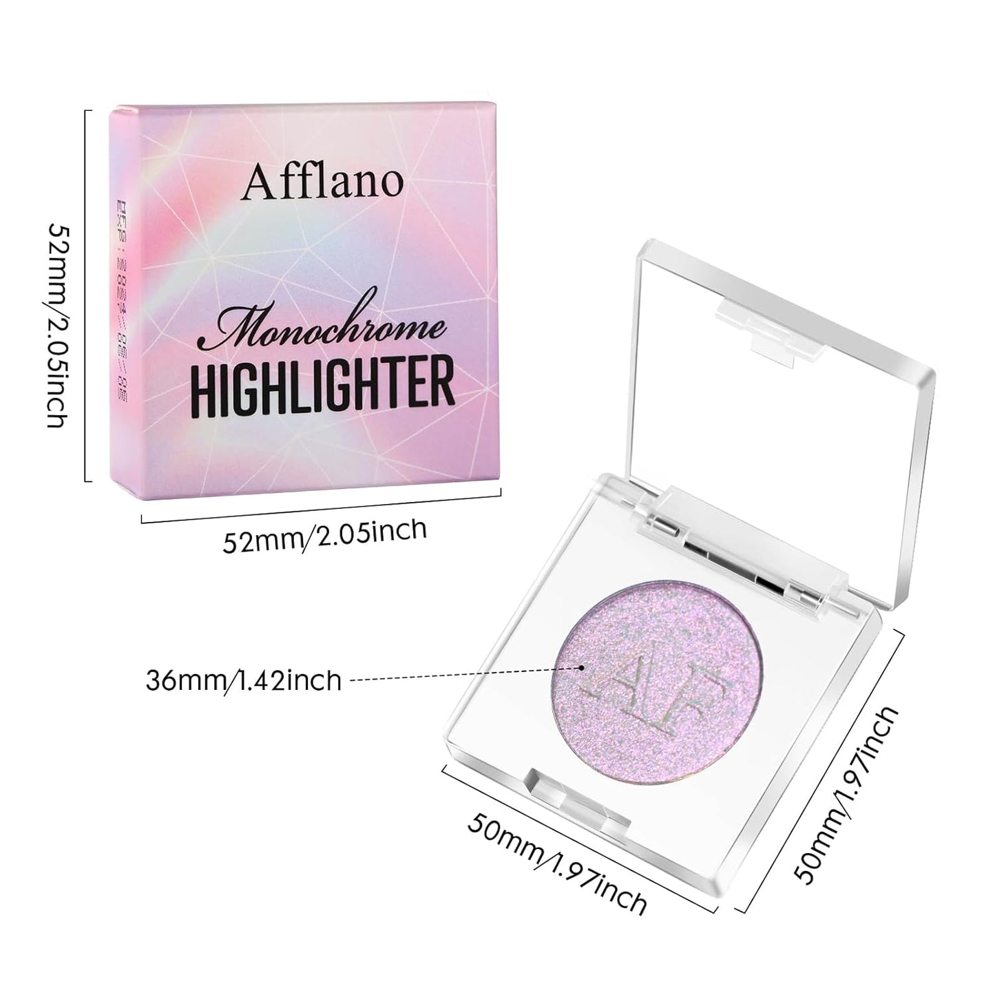 Highlighter Makeup Palette, Long Lasting New Formula, Translucent Purple Shimmer, Sheer White Base, Ideal for Face and Body Contour and Cheek Highlight (#02) Translucent Purple Shimmer